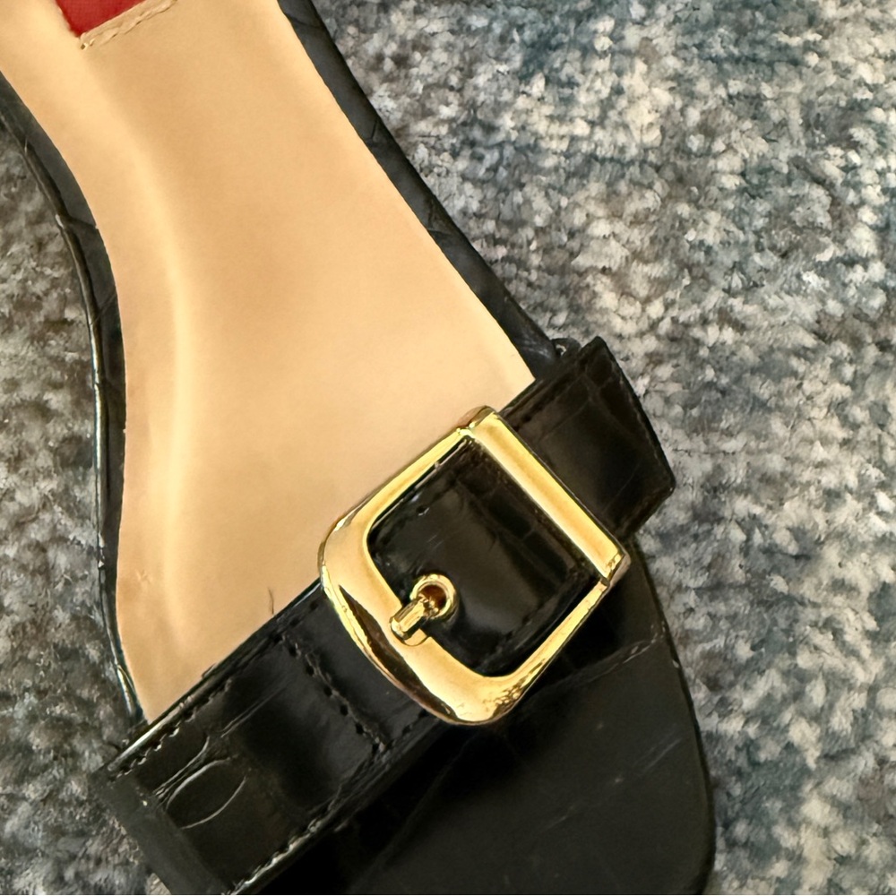 ASOS Black Croc-Embossed Heeled Sandals - Picture 10 of 10